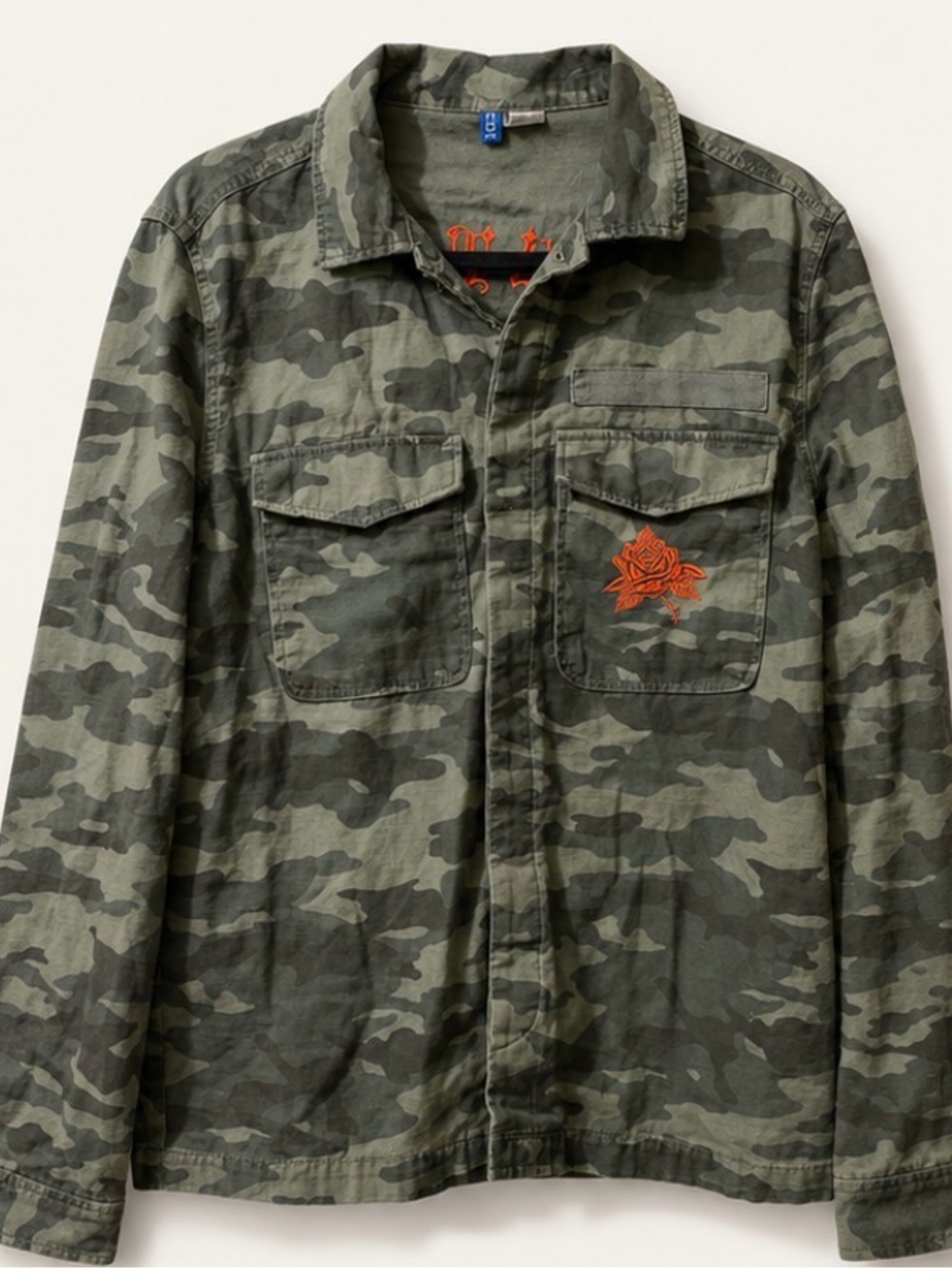 H&M Divided Embroidered Camo Utility Shirt Jacket – Size M